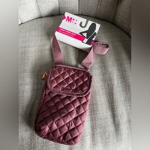 Pink Quilted Phone Crossbody Bag
